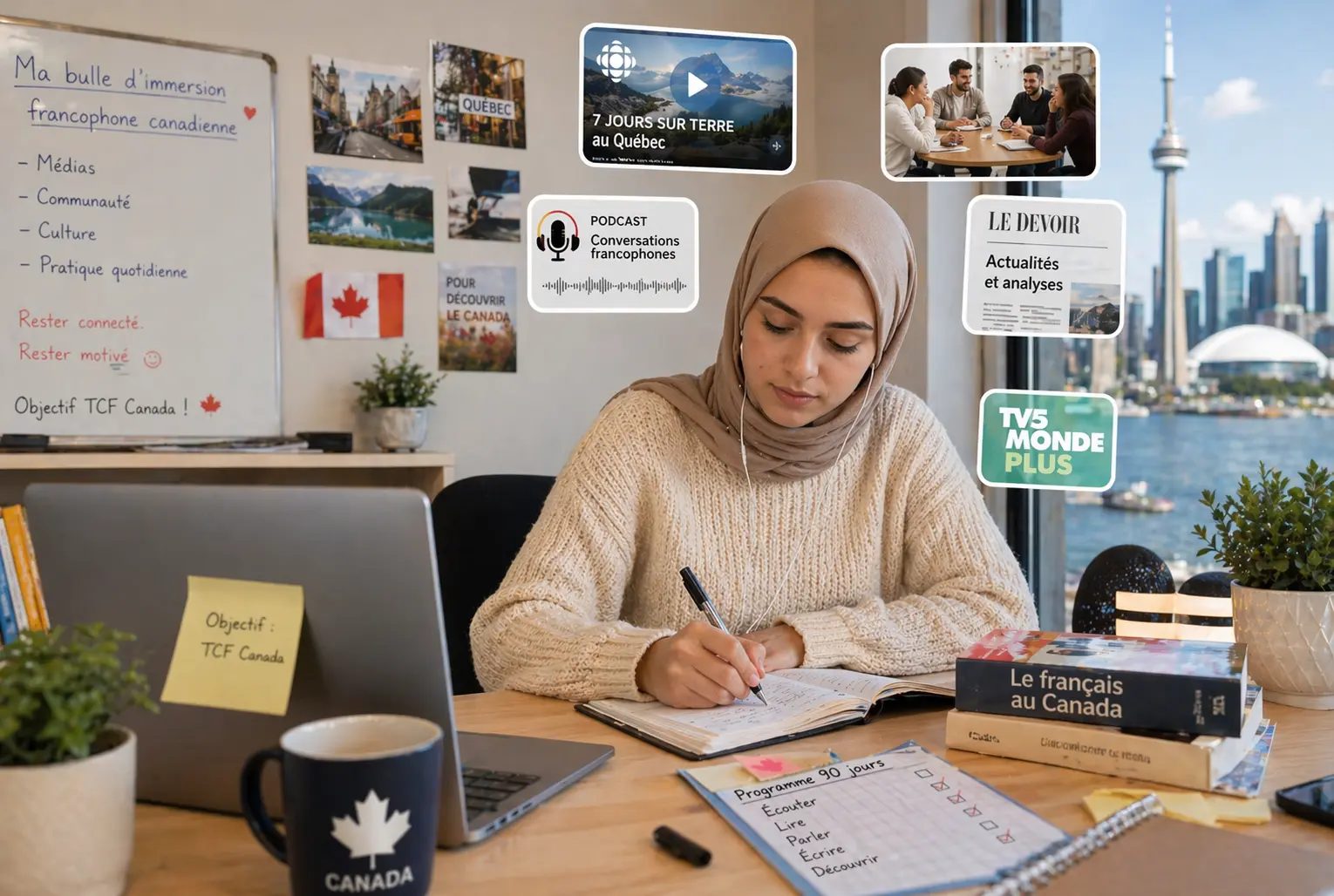 Créer votre Bulle d'Immersion Francophone Canadienne depuis l'Étranger : Le Programme Média de 90 Jours