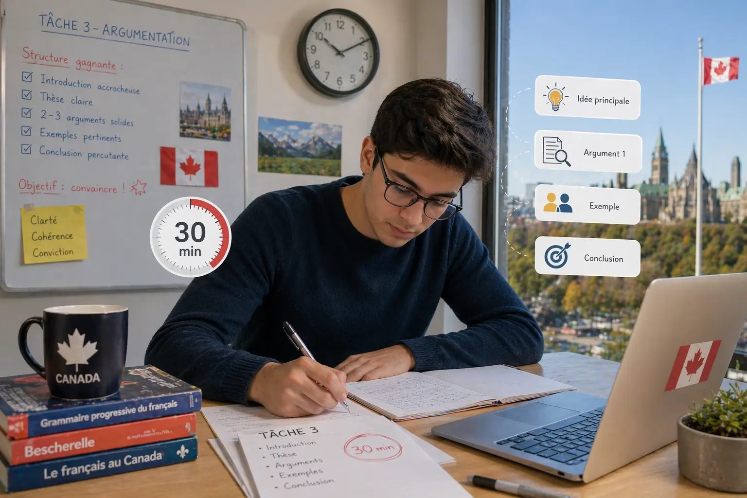 Maîtriser la Tâche 3 TCF Canada : Rédiger une Argumentation Convaincante en 30 Minutes Chrono