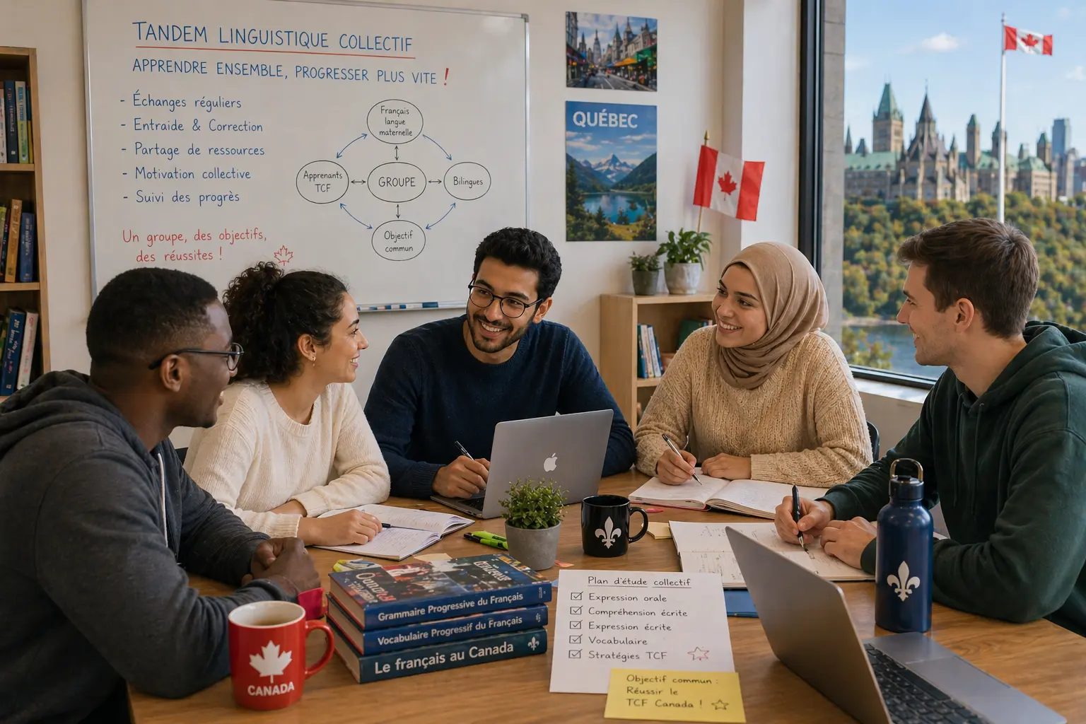 Créer un Groupe de Préparation TCF Canada : Le Modèle du "Tandem Linguistique Collectif" qui Multiplie vos Progrès