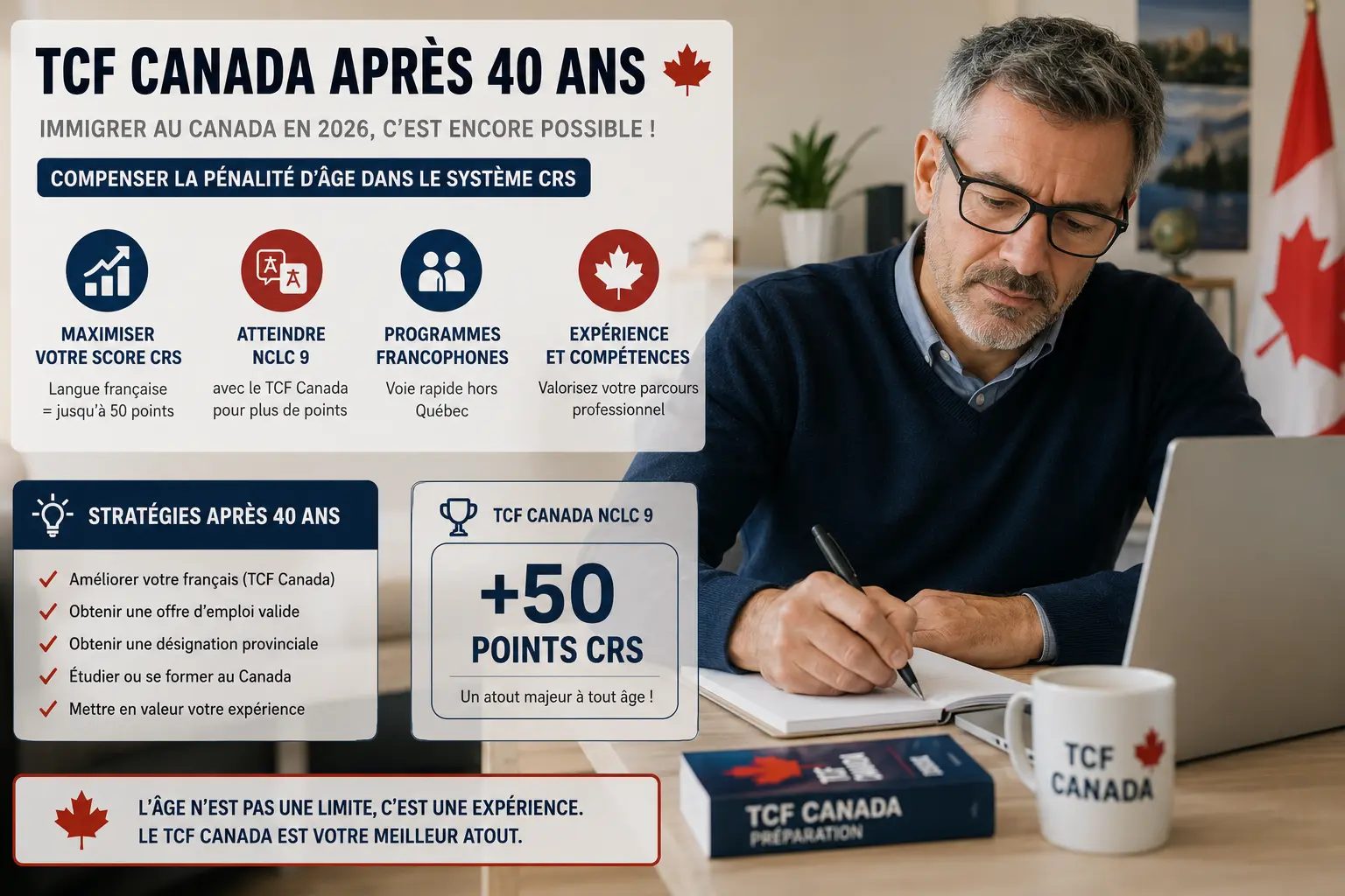 TCF Canada après 40 ans en 2026 : Stratégies d'Immigration Tardive et Compensation de la Pénalité d'Âge dans le Système CRS