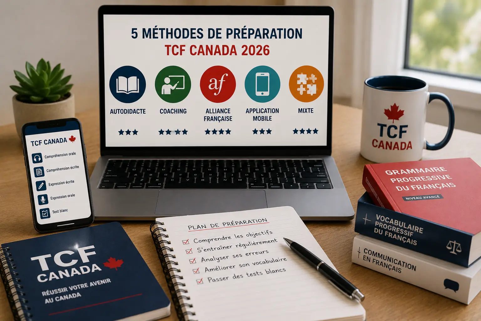 Les 5 Méthodes de Préparation TCF Canada Comparées en 2026 : Autodidacte, Coaching, Alliance Française, Application Mobile ou Mixte — Laquelle vous Convient Vraiment ?