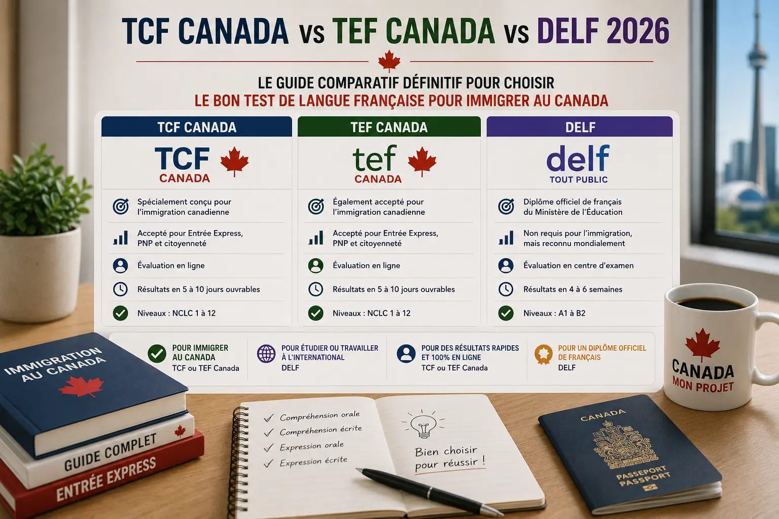 TCF Canada vs TEF Canada vs DELF 2026 : Le Guide Comparatif Définitif pour Choisir le Bon Test de Langue Française pour Immigrer au Canada